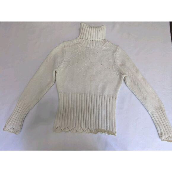 The‎ limited medium ribbed knit chunky cream sweater sparkles turtleneck - Picture 1 of 11